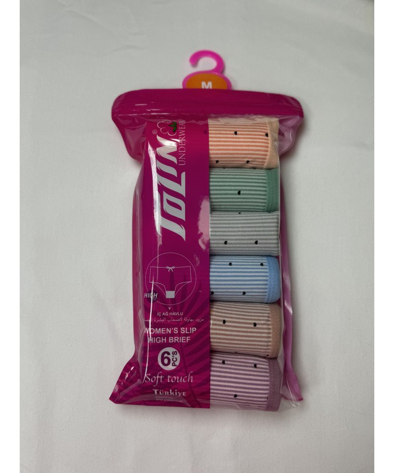شد 6 حبة كيلوت نسائي ماركة تولين صناعة تركية قطن 100% كود 2186208