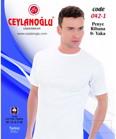 شد 6 حبة فانيلة رجالي رقبة مرتفعة ستريش قطن 100% صناعة تركية ماركة جيلان كود 1042