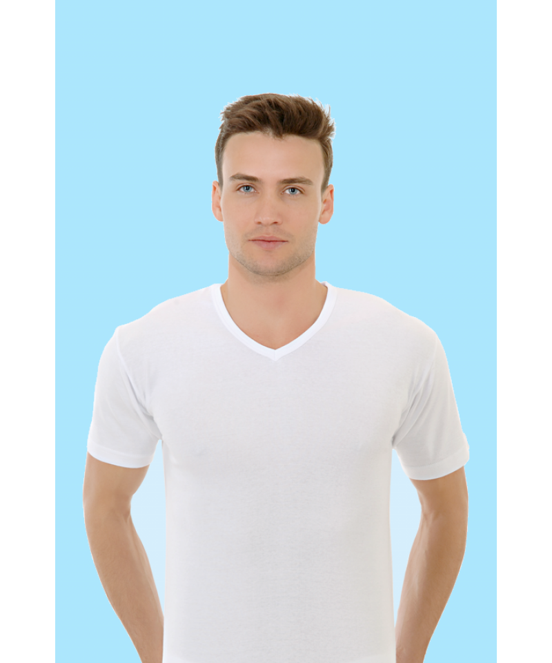 شد 6 حبة فانيلة رجالية ستريش رقبة V  قطن 100% ماركة جيلان صناعة تركية كود 1047