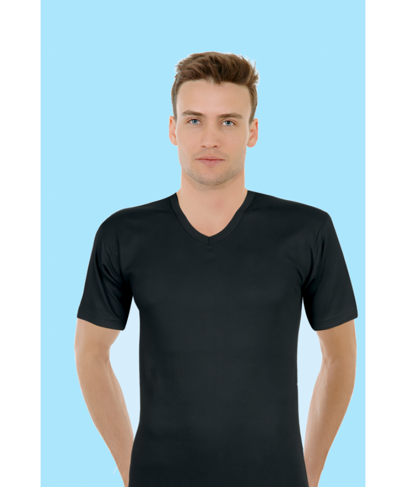 شد 6 حبة فانيلة رجالية ستريش رقبة V  قطن 100% ماركة جيلان صناعة تركية كود 1047