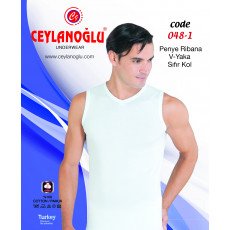 شد 6 حبة فانيلة كات ستريش رقبة V  قطن 100% صناعة تركية ماركة جيلان كود 048