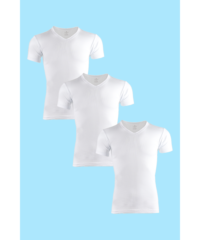 شد 6 حبة فانيلة نص كم ستريش رقبة V  ستريش صناعة تركية ماركة جيلان قطن 100% كود 1047