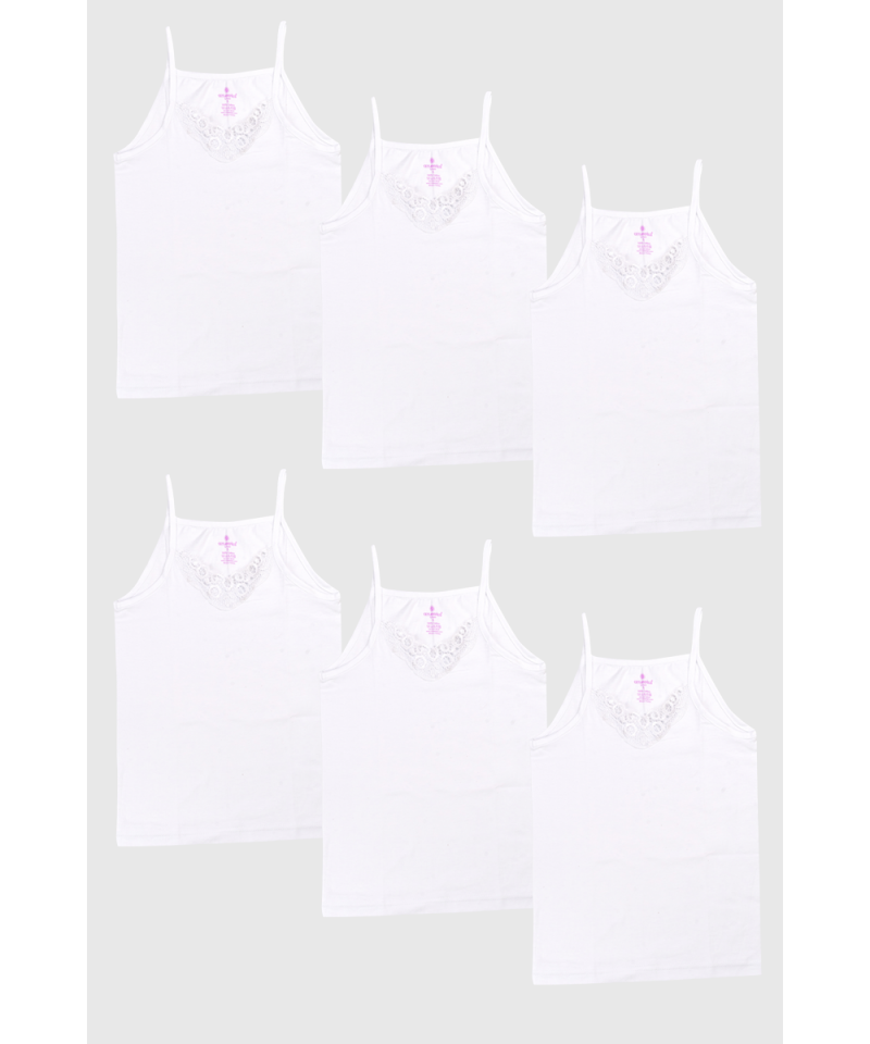 شد 6 حبة فانيلة بناتي قطن 100% صناعة تركية ماركة جيلان كود 334