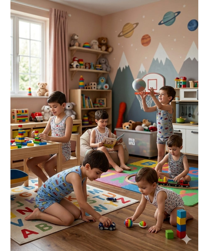 شد 6 حبة فنايل ولادي قطن 100% صناعة تركية ماركة جيلان كود 346