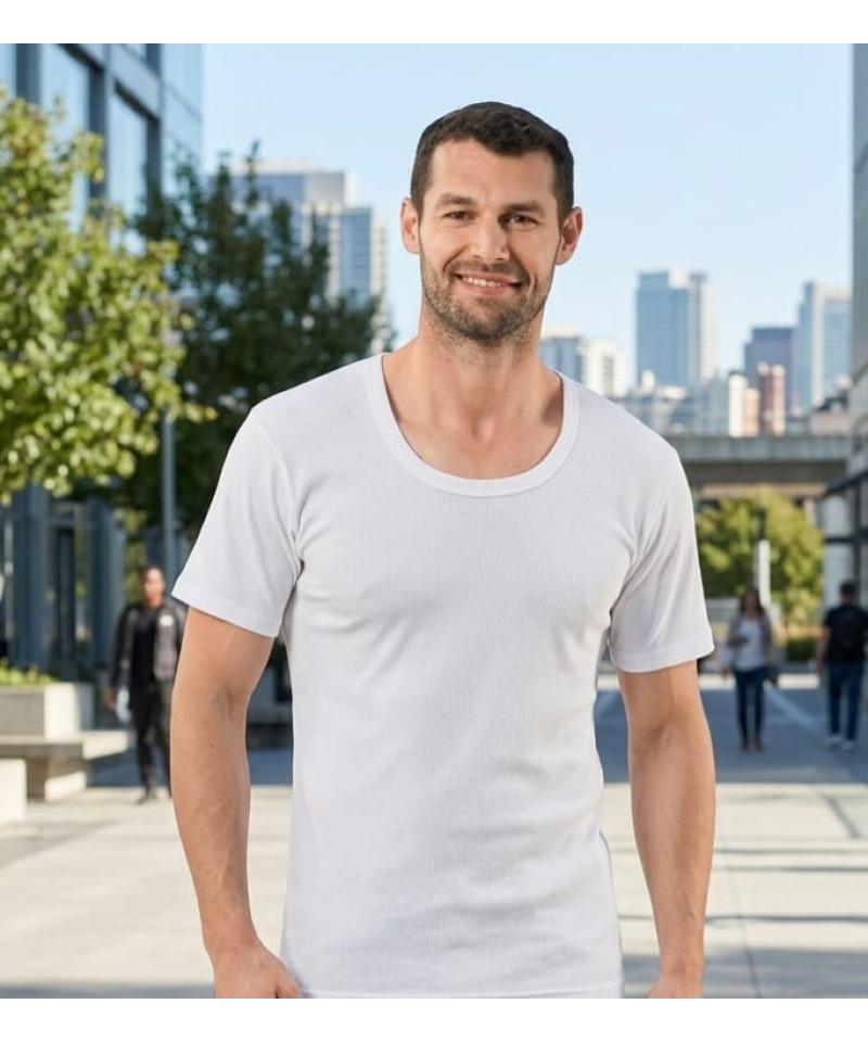 شد 6 حبة فانيلة رجالي رقبة دايري قطن 100% رقبة واسعة صناعة تركية ماركة جيلان كود 004