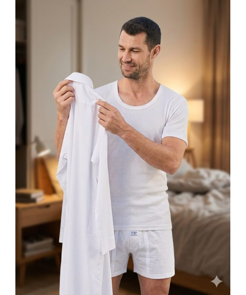 شد 6 حبة فانيلة رجالي رقبة دايري قطن 100% رقبة واسعة صناعة تركية ماركة جيلان كود 004