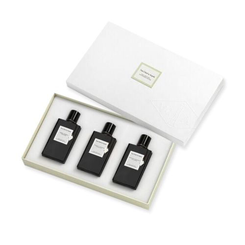 طقم عطور فان كليف آند آربلز (للجنسين) – أمبر إمبريال + مونلايت باتشولي + بوا – أو دو بارفان 45 مل × 3