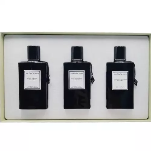 طقم عطور فان كليف آند آربلز (للجنسين) – أمبر إمبريال + مونلايت باتشولي + بوا – أو دو بارفان 45 مل × 3