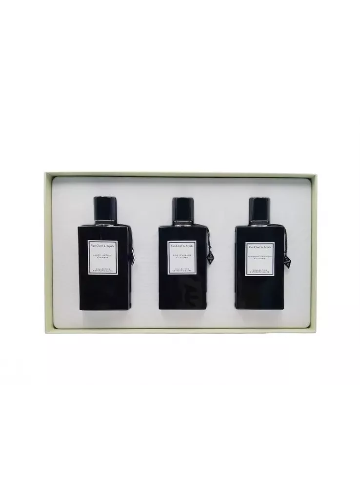 طقم عطور فان كليف آند آربلز (للجنسين) – أمبر إمبريال + مونلايت باتشولي + بوا – أو دو بارفان 45 مل × 3
