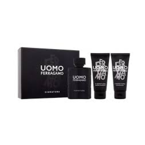 طقم عطر فيراغامو أومو سيغنتشر للرجال – أو دو بارفان 100 مل + شاور جل 100 مل + أفتر شيف 100 مل