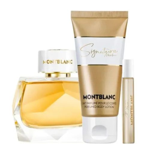طقم مون بلان سيجنتشر أبسولو (نسائي) - أو دي بارفيوم (90 مل + لوشن جسم 100 مل + ميني 7.5 مل)