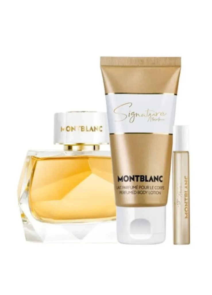 طقم مون بلان سيجنتشر أبسولو (نسائي) - أو دي بارفيوم (90 مل + لوشن جسم 100 مل + ميني 7.5 مل)