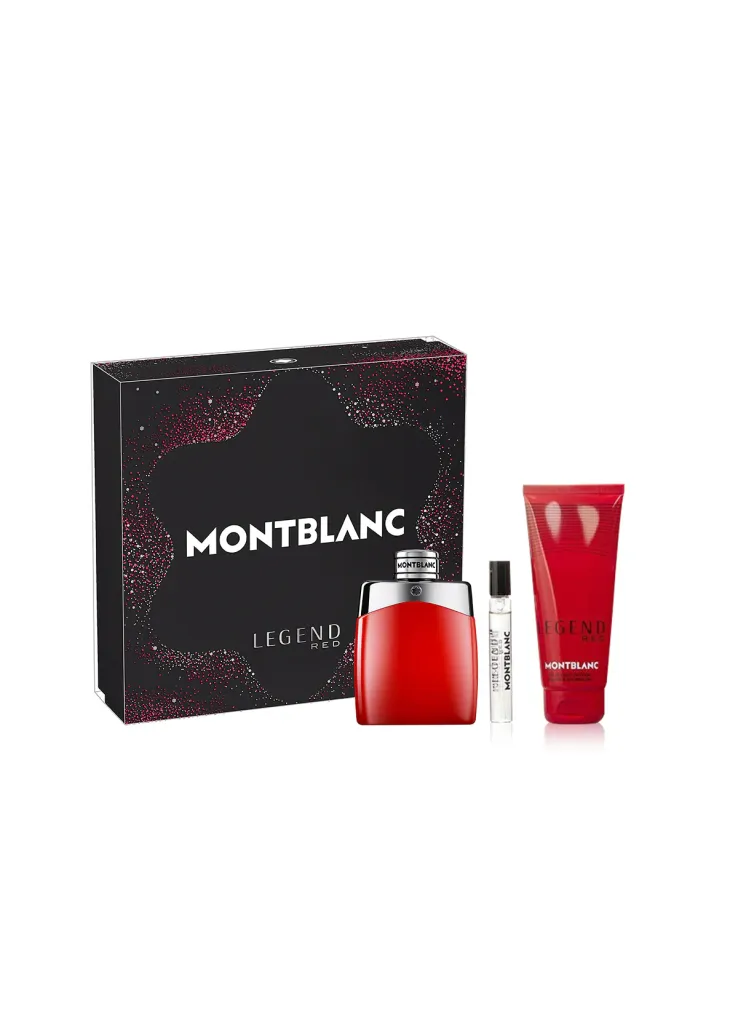 طقم مون بلان ليجند ريد للرجال او دي بارفيوم 100 + 7.5 مل + جل استحمام 100 مل علبه سوداء