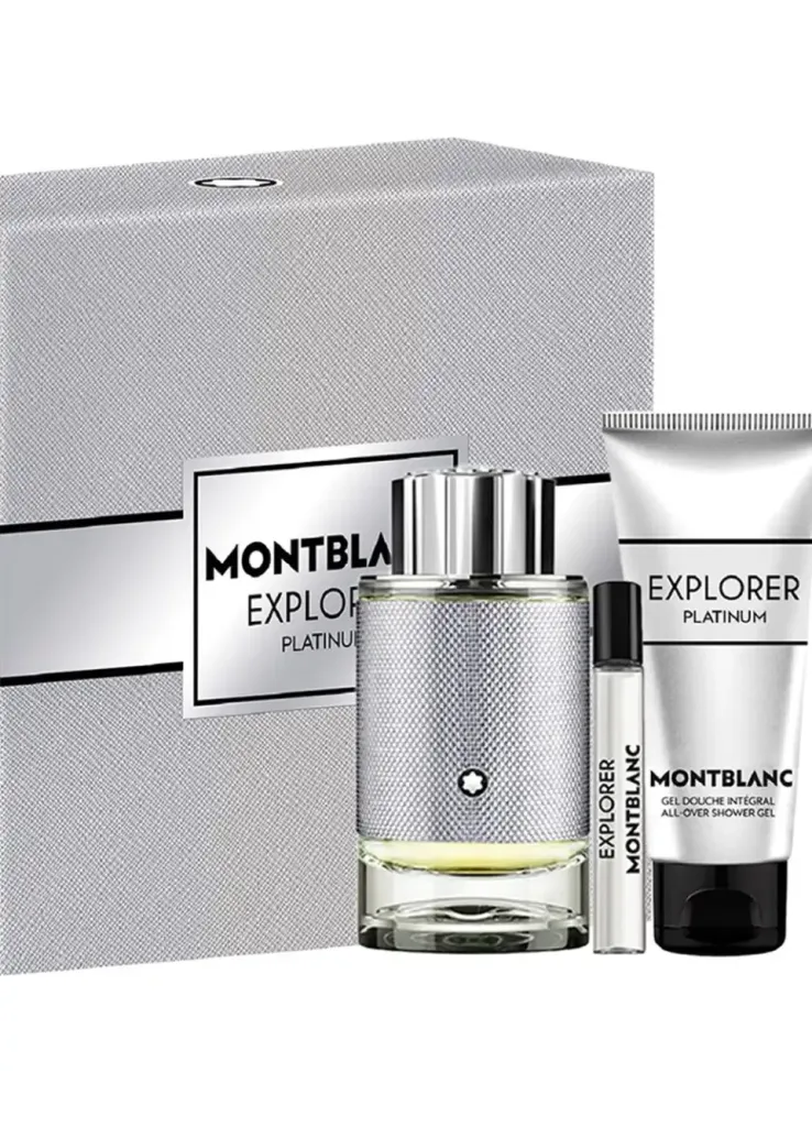طقم مون بلان اكسبلورر بلاتينيوم للرجال او دي بارفيوم 100 مل + 7.5 مل + جل استحمام 100 مل
