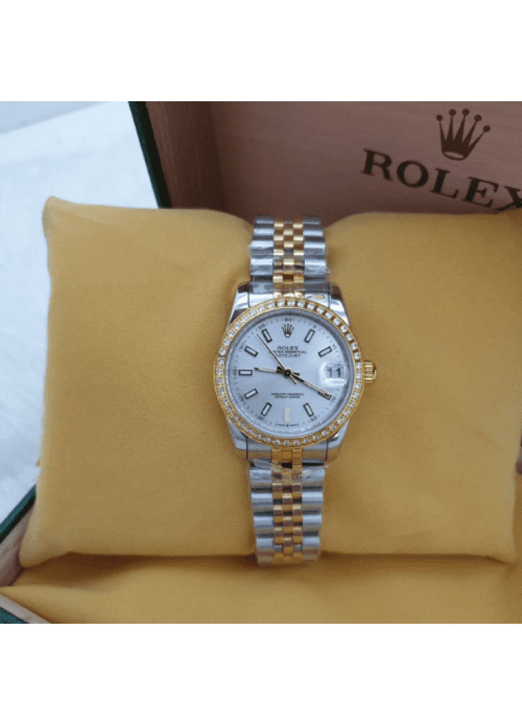 ساعة رولكس نسائية فضيه