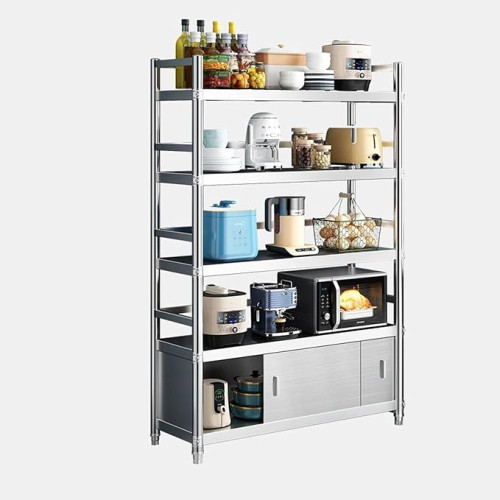 طاولة متينه من الستانلس مع خزانه - وحدة رفوف