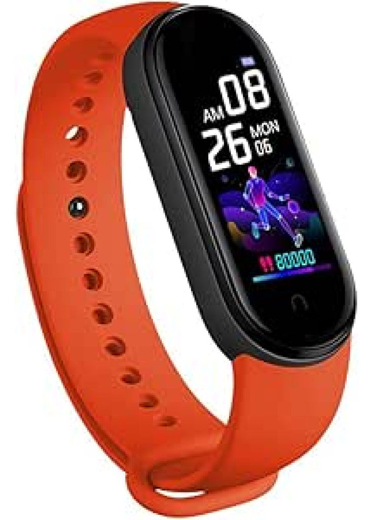 عة ذكية M5 بشاشة ملونة لقياس معدل ضربات القلب وسوار معصم رياضي للتمرين واللياقة البدنية - احمر