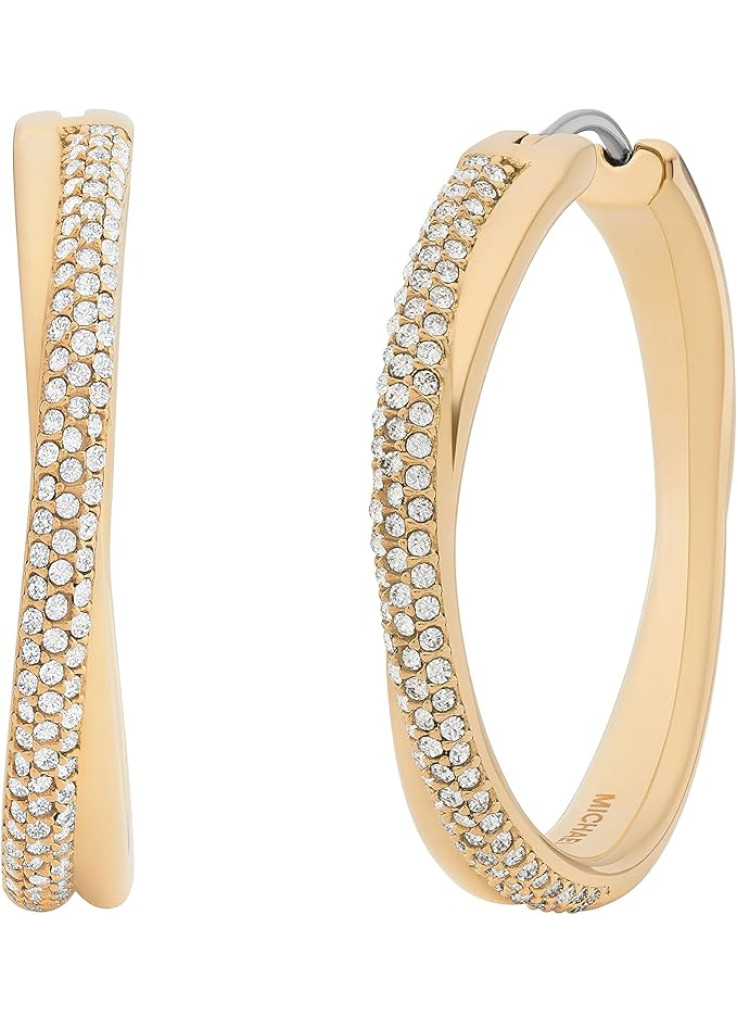 اقراط حلقية ذهبية اللون للنساء من مايكل كورس؛ هاجي للنساء؛ الستانلس ستيل؛ مجوهرات