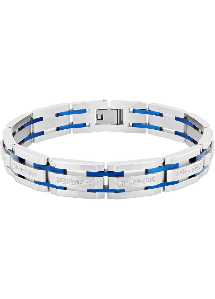 مجوهرات ستيل نيشن سوار ستانلس ستيل ازرق للرجال 8.5 بوصة اكسسوار عصري