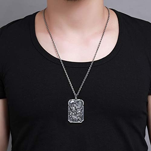 قلادة فينتاج صلبة من الفضة الاسترلينية 990 بتصميم تنين زودياك صيني، مجوهرات شرقية للرجال، مقاس L، معدن، بدون احجار كريمة قلادة فينتاج صلبة من الفضة الاسترلينية 990 بتصميم تنين زودياك صيني، مجوهرات شرقية للرجال، مقاس L، معدن، بدون احجار كريمة