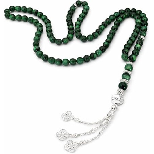 سبحة الملوك بعقيق عين النمر الاخضر الملكي والميدنة من عقيق الملاكيت الاصلي اكسسوارات للرجال – 99 حبّة تسبيح مع فواصل ستانلس ستيل – مسبحة فاخرة للرجال ميراكل امباير سبحة الملوك بعقيق عين النمر الاخضر الملكي والميدنة من عقيق الملاكيت الاصلي اكسسوارات للرجال – 99 حبّة تسبيح مع فواصل ستانلس ستيل – مسبحة فاخرة للرجال ميراكل امباير