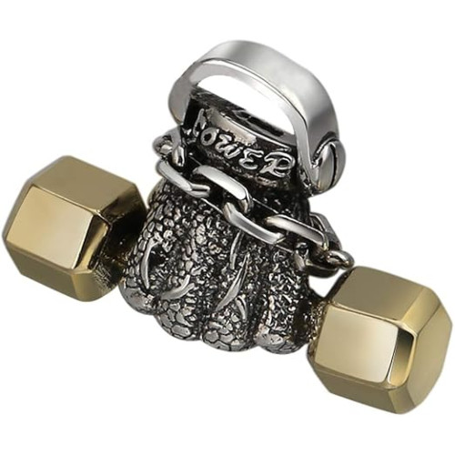 دلاية دمبل من الفضة الاسترلينية عيار 925 بلونين مع قلادة بار بار لصالة الالعاب الرياضية للرجال والنساء، مقاس M، معدن، بدون احجار كريمة دلاية دمبل من الفضة الاسترلينية عيار 925 بلونين مع قلادة بار بار لصالة الالعاب الرياضية للرجال والنساء، مقاس M، معدن، بدون احجار كريمة