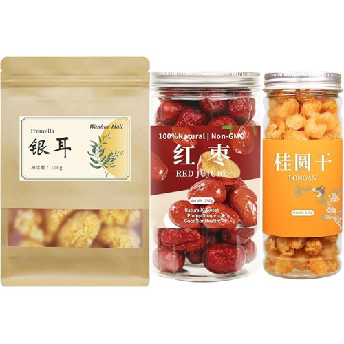 فطر ابيض مجفف من كيكيف، فطر الثلج والتمر الاحمر المجفف، تمر عناب ولب لونغان المجفف، فاكهة لونجان جوي يوان
