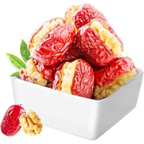 عناب محشو بالجوز، 500 غرام، تمر محشو بقطع الجوز، مغلف بشكل فردي، وجبة خفيفة