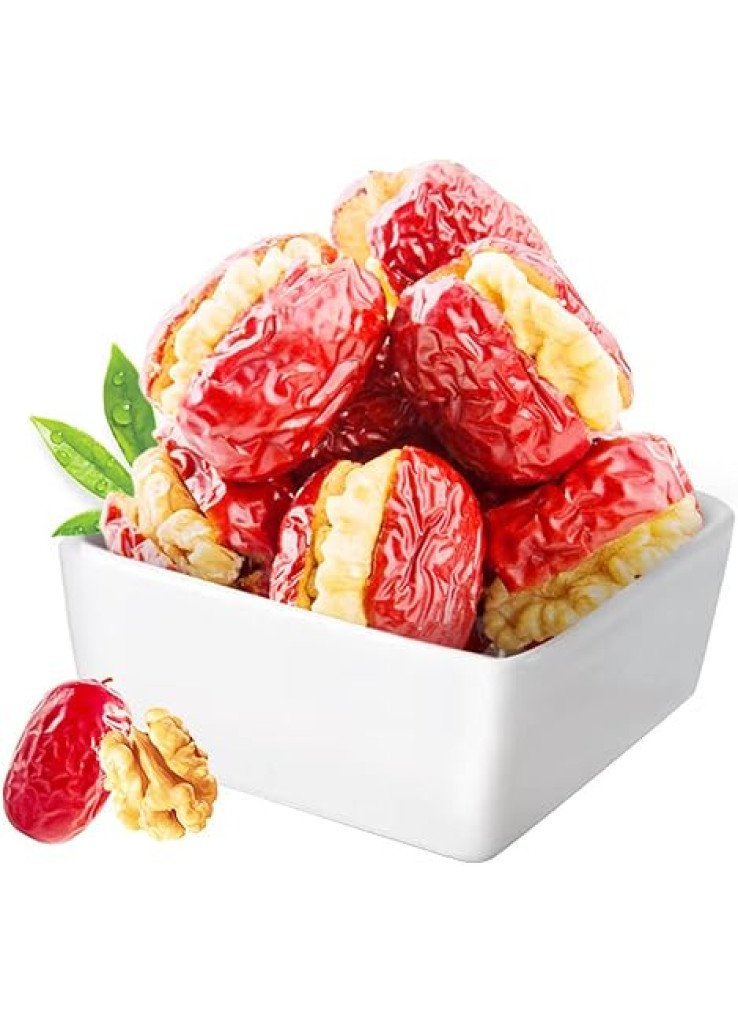 عناب محشو بالجوز، 500 غرام، تمر محشو بقطع الجوز، مغلف بشكل فردي، وجبة خفيفة