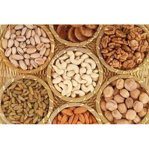 مجموعة مكسرات جافة طبيعية ونيئة وفواكه مجففة للوجبات الخفيفة| مزيج الفواكه الجافة [لوز وكاجو وزبيب وفستق ومشمش وزبيب اسود] لوز بادام (1 كجم