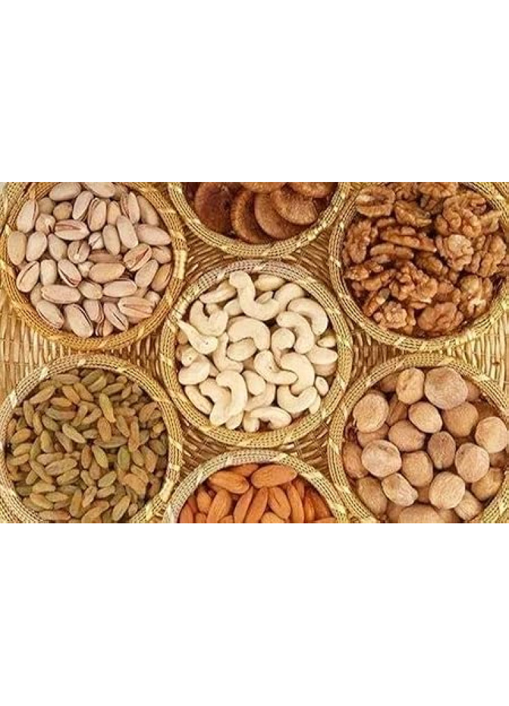 مجموعة مكسرات جافة طبيعية ونيئة وفواكه مجففة للوجبات الخفيفة| مزيج الفواكه الجافة [لوز وكاجو وزبيب وفستق ومشمش وزبيب اسود] لوز بادام (1 كجم