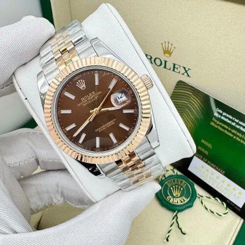 ساعة رولكس رجالية بنيه