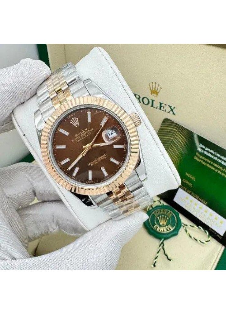 ساعة رولكس رجالية بنيه