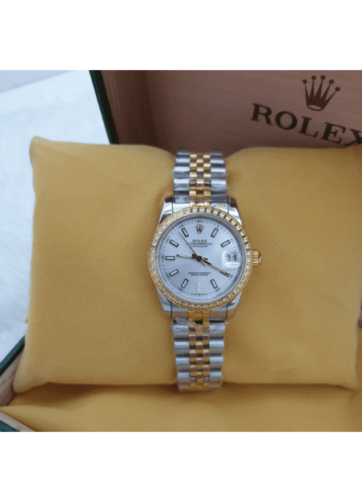 ساعة رولكس نسائية فضيه