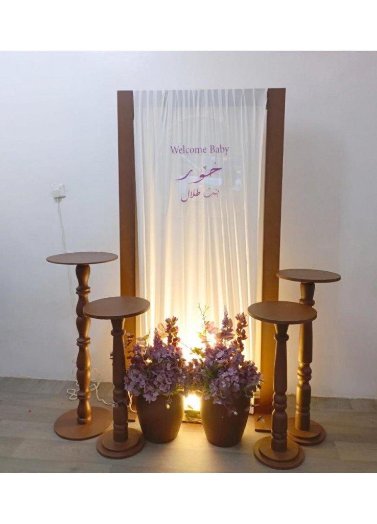 استقبال مواليد فريم بني مع3طاولات وورد