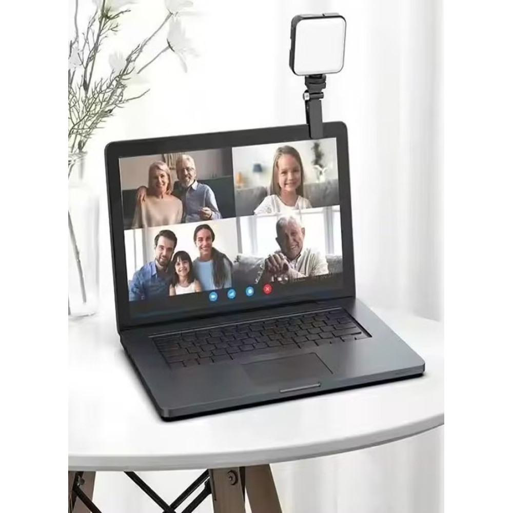 كشاف LED U80 الذكي للتصوير والمكياج بمرآة مدمجة وحامل هاتف