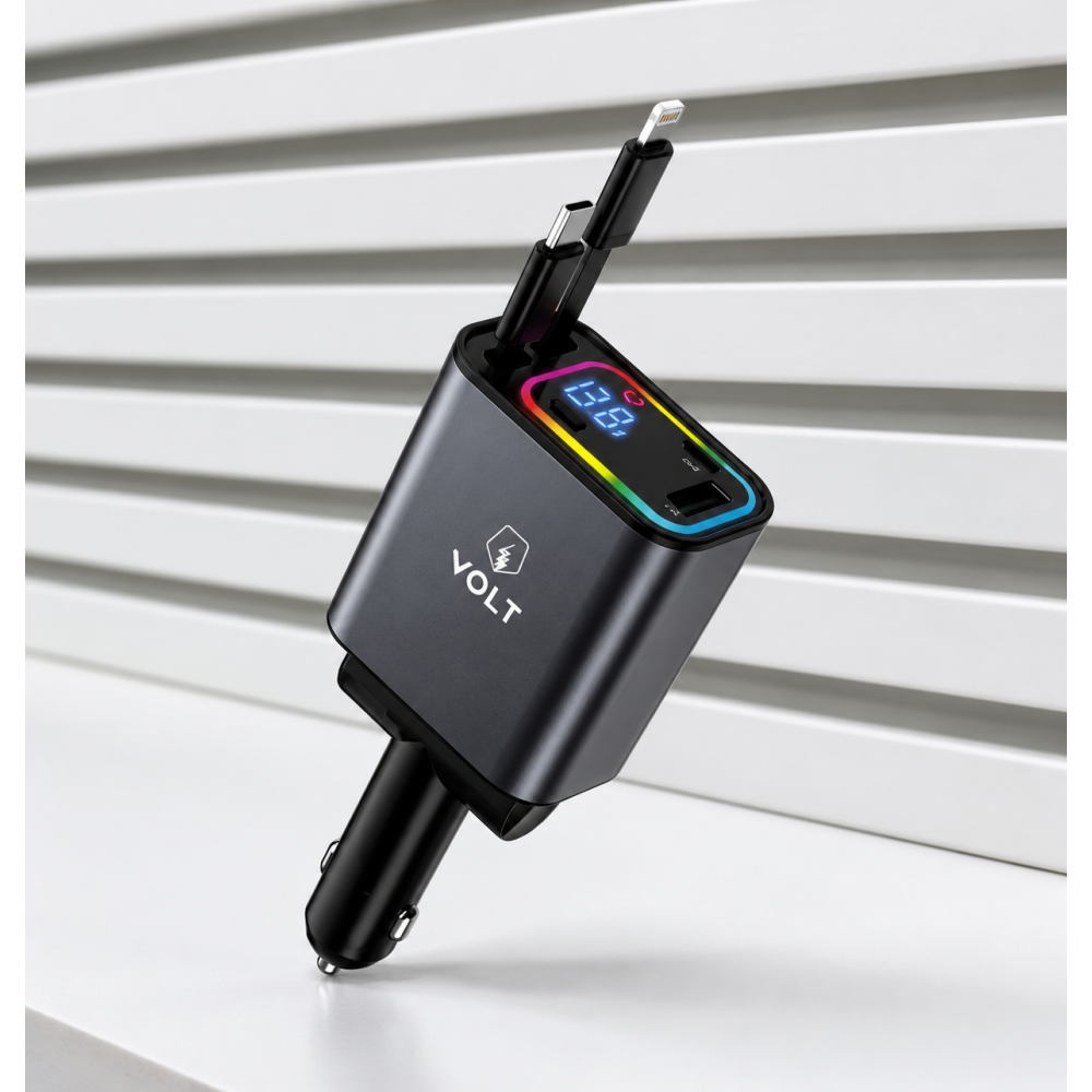 شاحن سيارة VOLT السريع 48W مع كابلات مدمجة