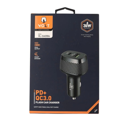 شاحن سياره فولت مدخلين قوه 38 W شاحن سياره فولت مدخلين قوه 38 W