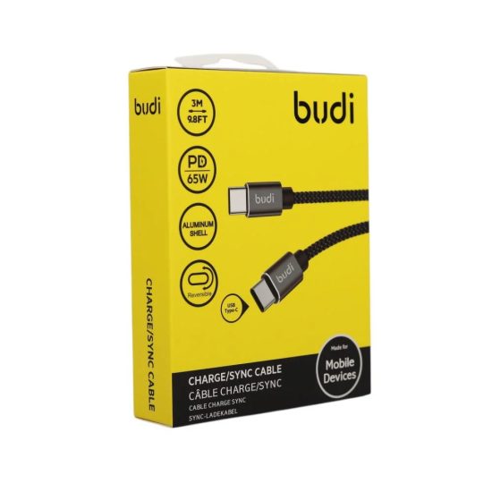 شاحن تايب سي جعتين الطول 3 متر شركه BUDI شاحن تايب سي جعتين الطول 3 متر شركه BUDI