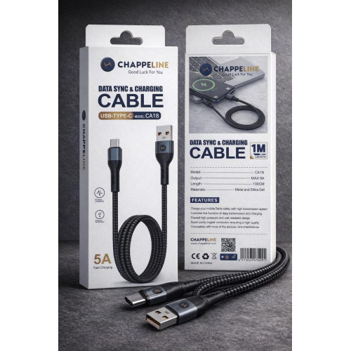 كابل شحن ونقل بيانات USB-A إلى Type-C شركه CHAPPELINE كابل شحن ونقل بيانات USB-A إلى Type-C شركه CHAPPELINE