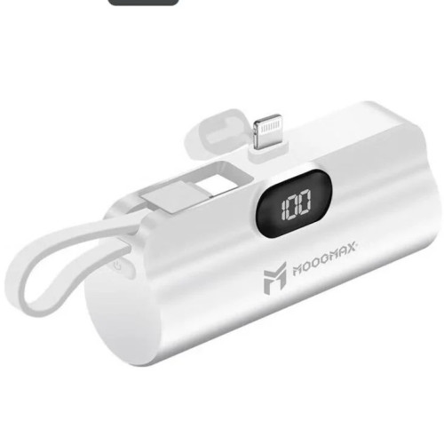 2-في-1 باور بنك سوبر تايني سايز ميني بسعة 5000mAh وبحجم قلم الروج, ووزن خفيف يجعل حمله واستخدامه سهل, بمخرجين مخرج ايفون أساسي ومخرج تايب-سي جانبي, يدعم تقنيات الشحن السريع, يسمح بحمله على أثناء السفر