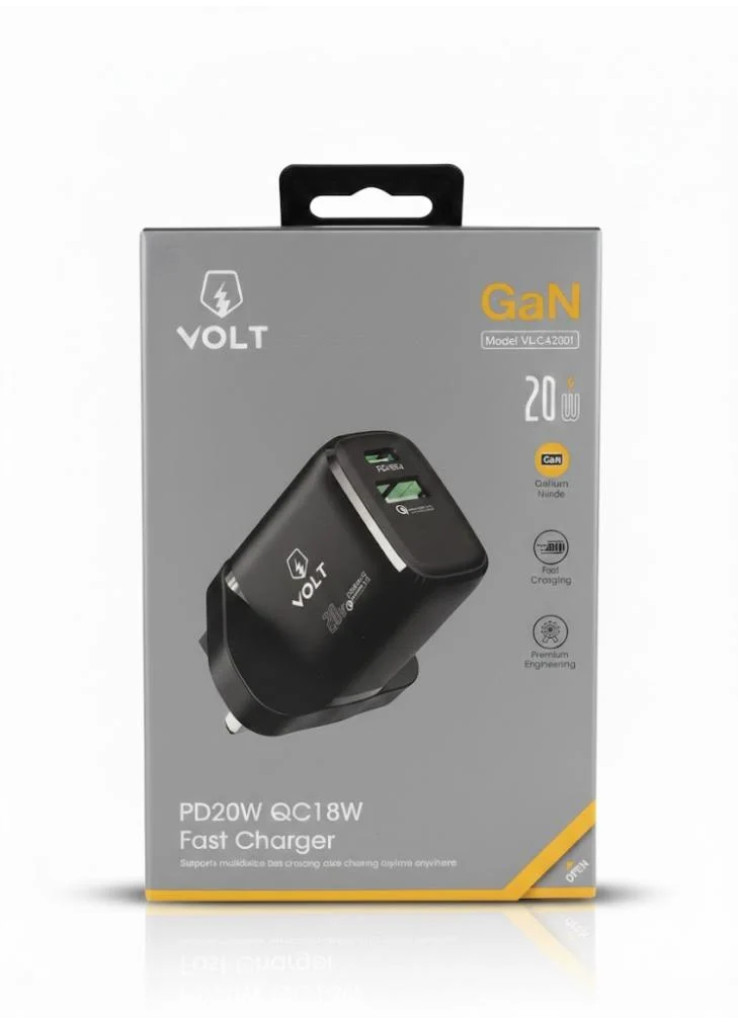 رأس شاحن VOLT الذكي - تقنية GaN للشحن السريع والآمن رأس شاحن VOLT الذكي - تقنية GaN للشحن السريع والآمن