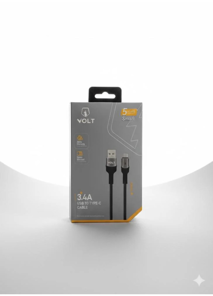 سلك شحن فولت (VOLT) - USB إلى Type-C بقوة 3.4A سلك شحن فولت (VOLT) - USB إلى Type-C بقوة 3.4A