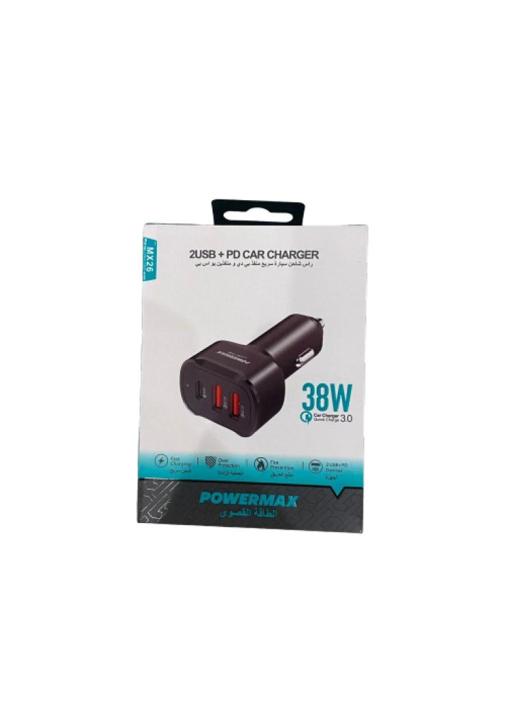 راس شاحن سياره 2 يو اس بي 1 تايب سي