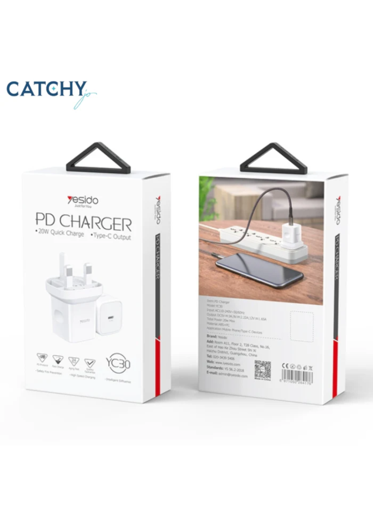 شاحن جداري من yesido -YC30 تايب سي