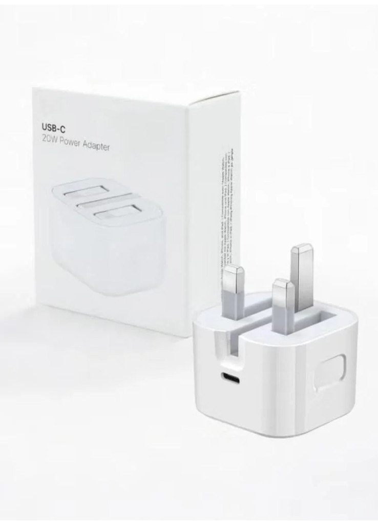 راس شاحن ايفون بقوة 20 واط -لون ابيض راس شاحن ايفون بقوة 20 واط -لون ابيض