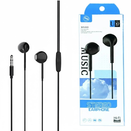 سماعة U19 سلكية AUX مقاس 3.5 مم مع ميكروفون للهاتف والكمبيوتر اللوحي سماعة U19 سلكية AUX مقاس 3.5 مم مع ميكروفون للهاتف والكمبيوتر اللوحي