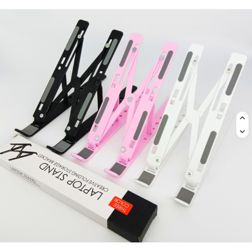 حامل لابتوب جديد بالجملة من البلاستيك قابل للتعديل بتصميم مثلث محمول مرن للتخزين قابل للطي ثلاثي