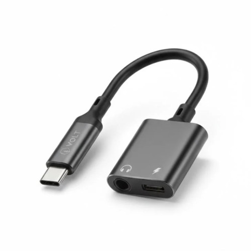 وصلة VOLT الذكية 2 في 1: منفذ شحن Type-C مع منفذ سماعة AUX 3.5mm
