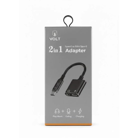 وصلة VOLT الذكية 2 في 1: منفذ شحن Type-C مع منفذ سماعة AUX 3.5mm وصلة VOLT الذكية 2 في 1: منفذ شحن Type-C مع منفذ سماعة AUX 3.5mm